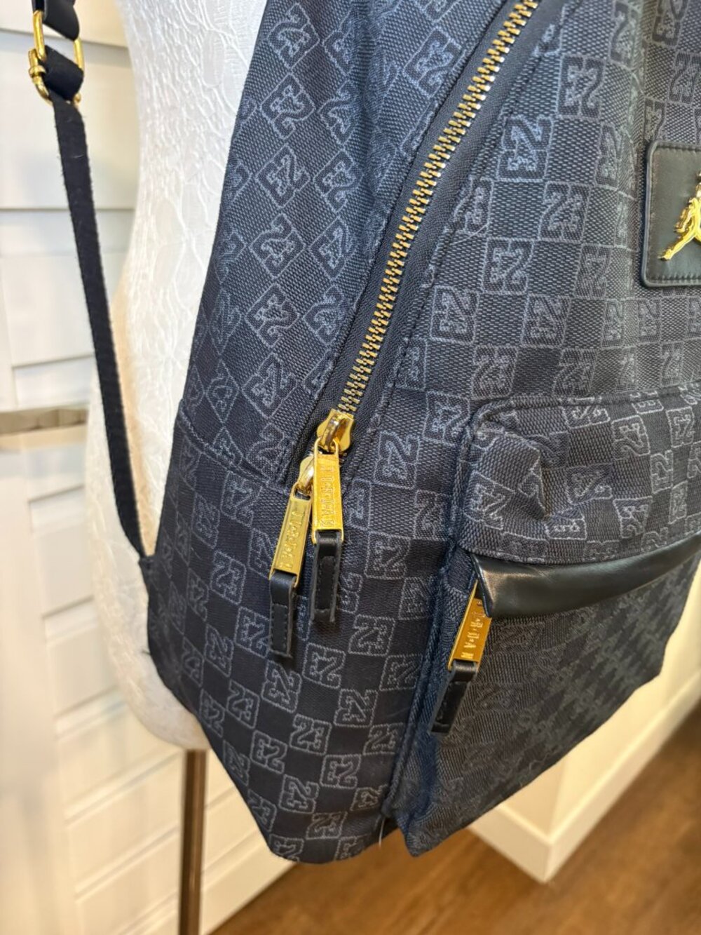 Back to School Jordan Monogram Backpack Black Gold Jumpman 23 Jacquard Full Size - Picture 6 of 14